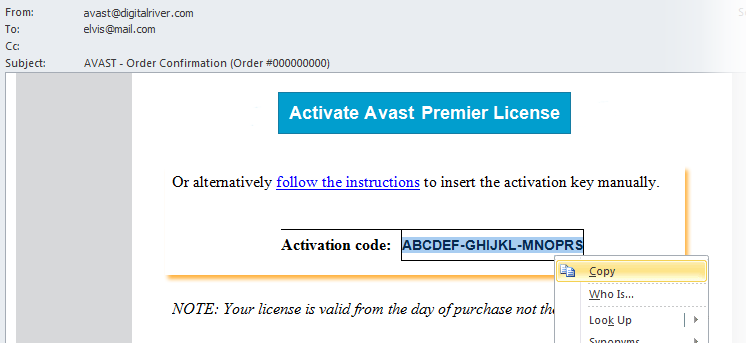 Activation code for avast free antivirus 2015